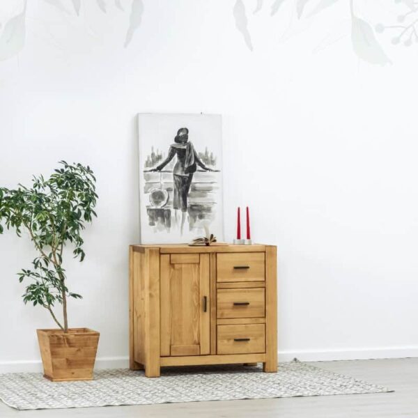 Credenza Con Vetrina In Legno Massello 205x42x205