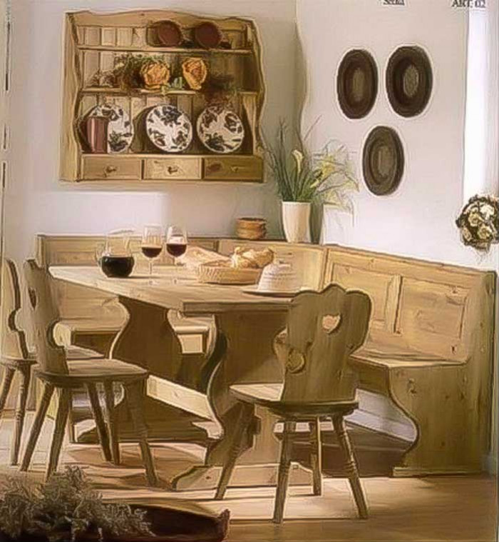 Panche angolari cucina realizzate in legno massello