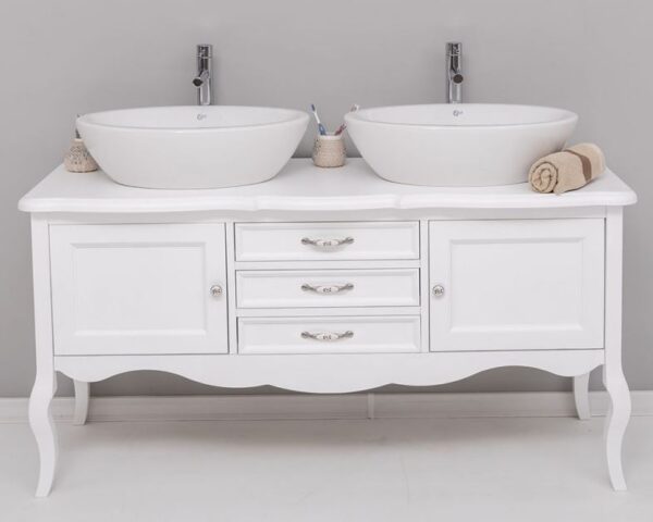 Mobile bagno lavabo stile CLASSICO in bianco SHABBY legno massello qua – il  baule di nonna elvira